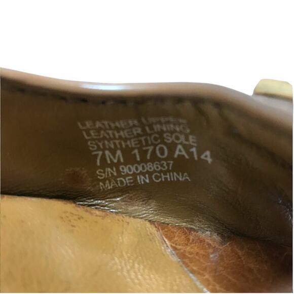 TORY BURCH Carnell Peep Toe Pebble Leather Wedge Pumps Sz 7M Brown Elegant Party - Picture 11 of 11